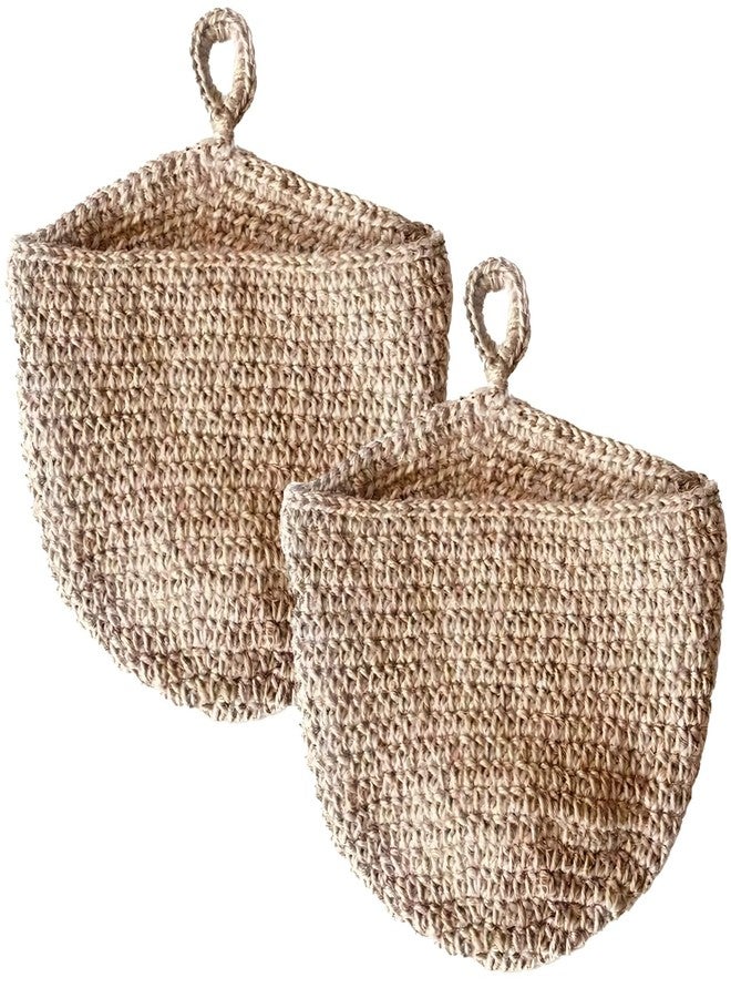 Varku 2 Pcs Hanging Vegetable Baskets for Kitchen, Cotton Rope Potato Onion Storage, Boho Produce Hammock, Space Saving Pantry Decor, Breathable Wall Mounted Fruit Organizer - Image 1